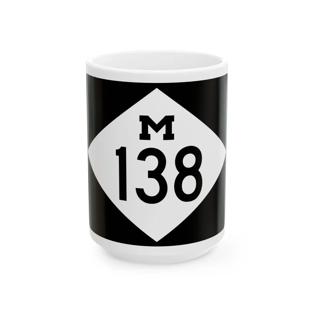 M-138 rectangle (Michigan) (Road Sign) White Coffee Mug 15oz - Go Mug Yourself