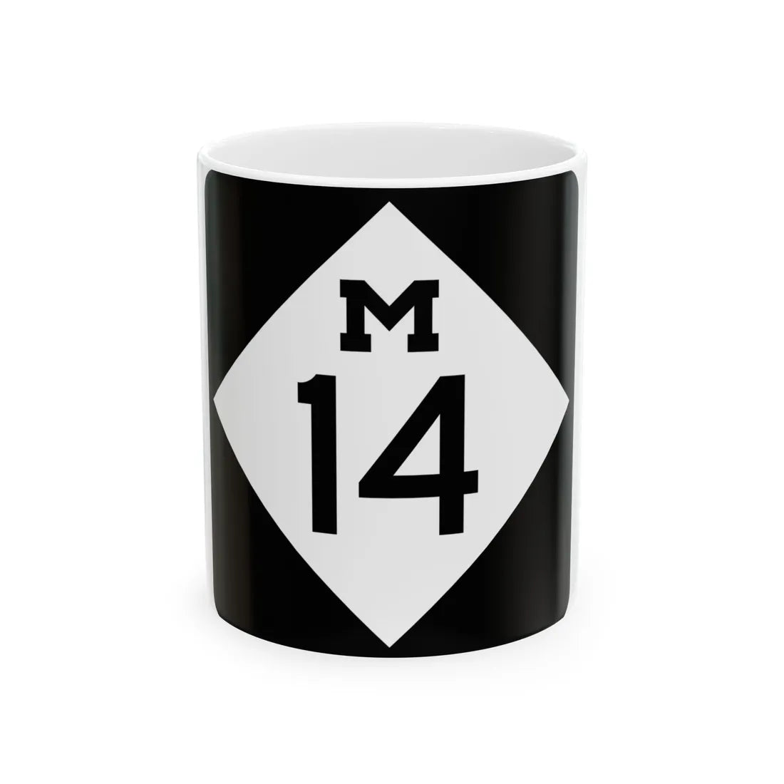 M-14 (Michigan) (Road Sign) White Coffee Mug 11oz - Go Mug Yourself