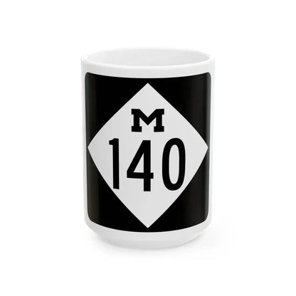 M-140 (Michigan) (Road Sign) White Coffee Mug 15oz - Go Mug Yourself