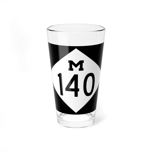 M-140 rectangle (Michigan) (Road Sign) Pint Glass 16oz 16oz - Go Mug Yourself