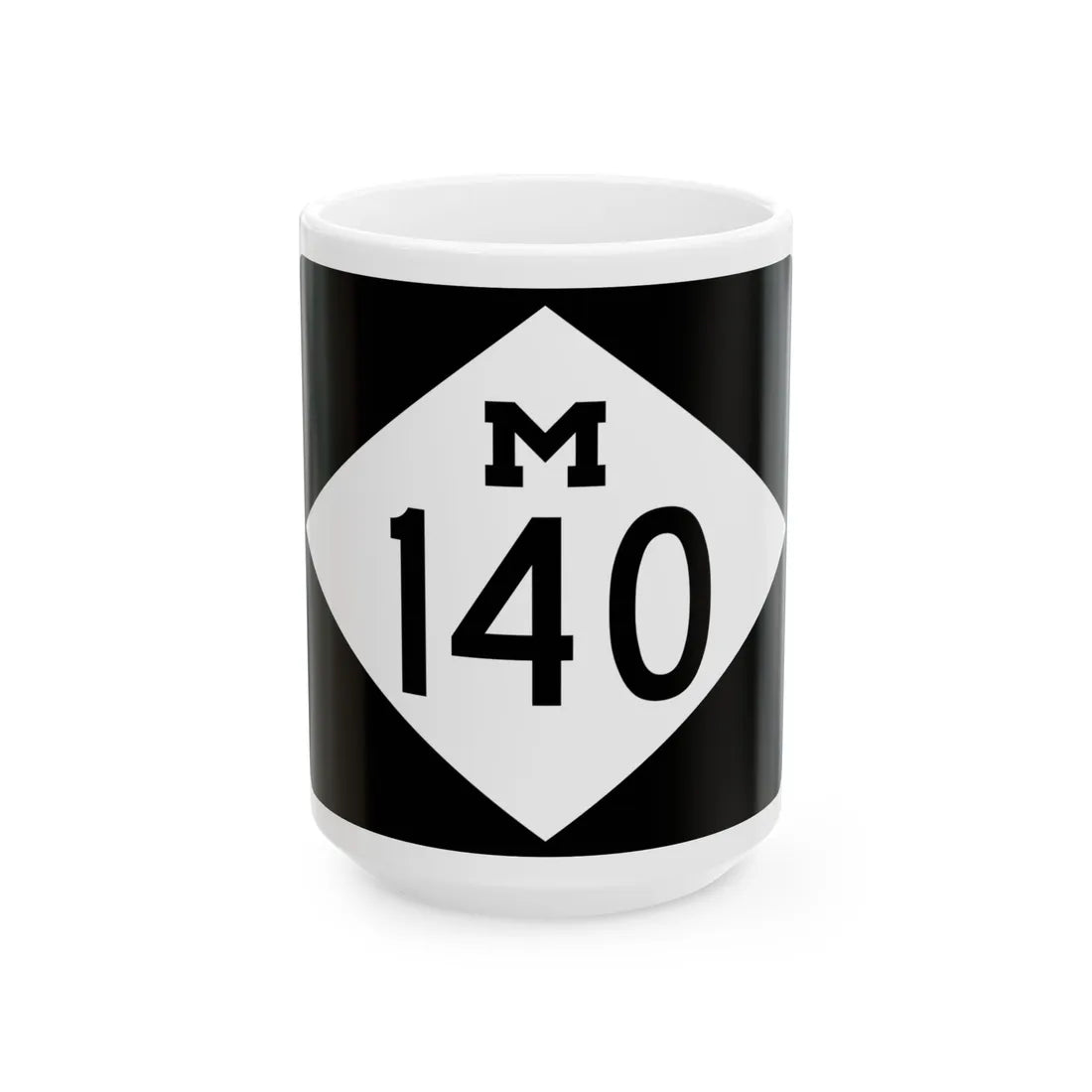 M-140 rectangle (Michigan) (Road Sign) White Coffee Mug 15oz - Go Mug Yourself