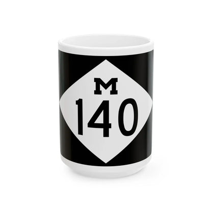 M-140 rectangle (Michigan) (Road Sign) White Coffee Mug 15oz - Go Mug Yourself