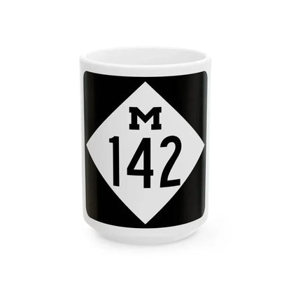 M-142 (Michigan) (Road Sign) White Coffee Mug 15oz - Go Mug Yourself