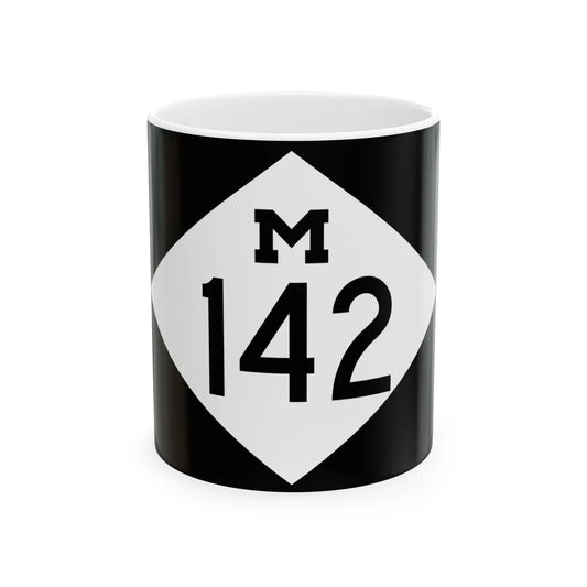 M-142 rectangle (Michigan) (Road Sign) White Coffee Mug 11oz - Go Mug Yourself