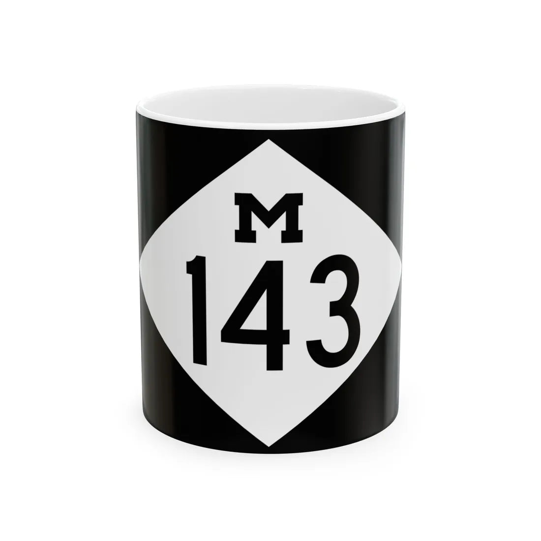 M-143 rectangle (Michigan) (Road Sign) White Coffee Mug 11oz - Go Mug Yourself