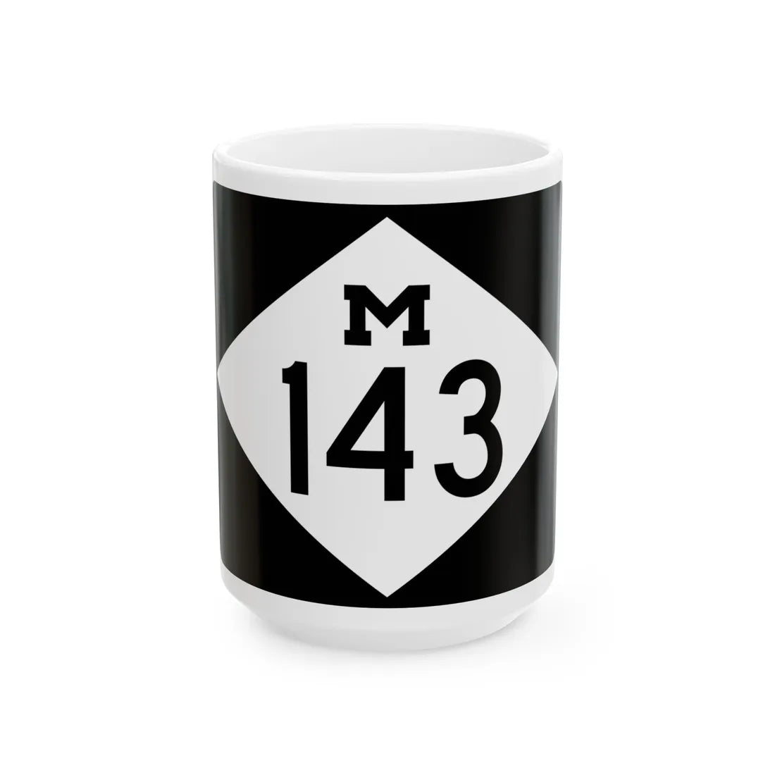 M-143 rectangle (Michigan) (Road Sign) White Coffee Mug 15oz - Go Mug Yourself