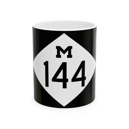 M-144 rectangle (Michigan) (Road Sign) White Coffee Mug 11oz - Go Mug Yourself