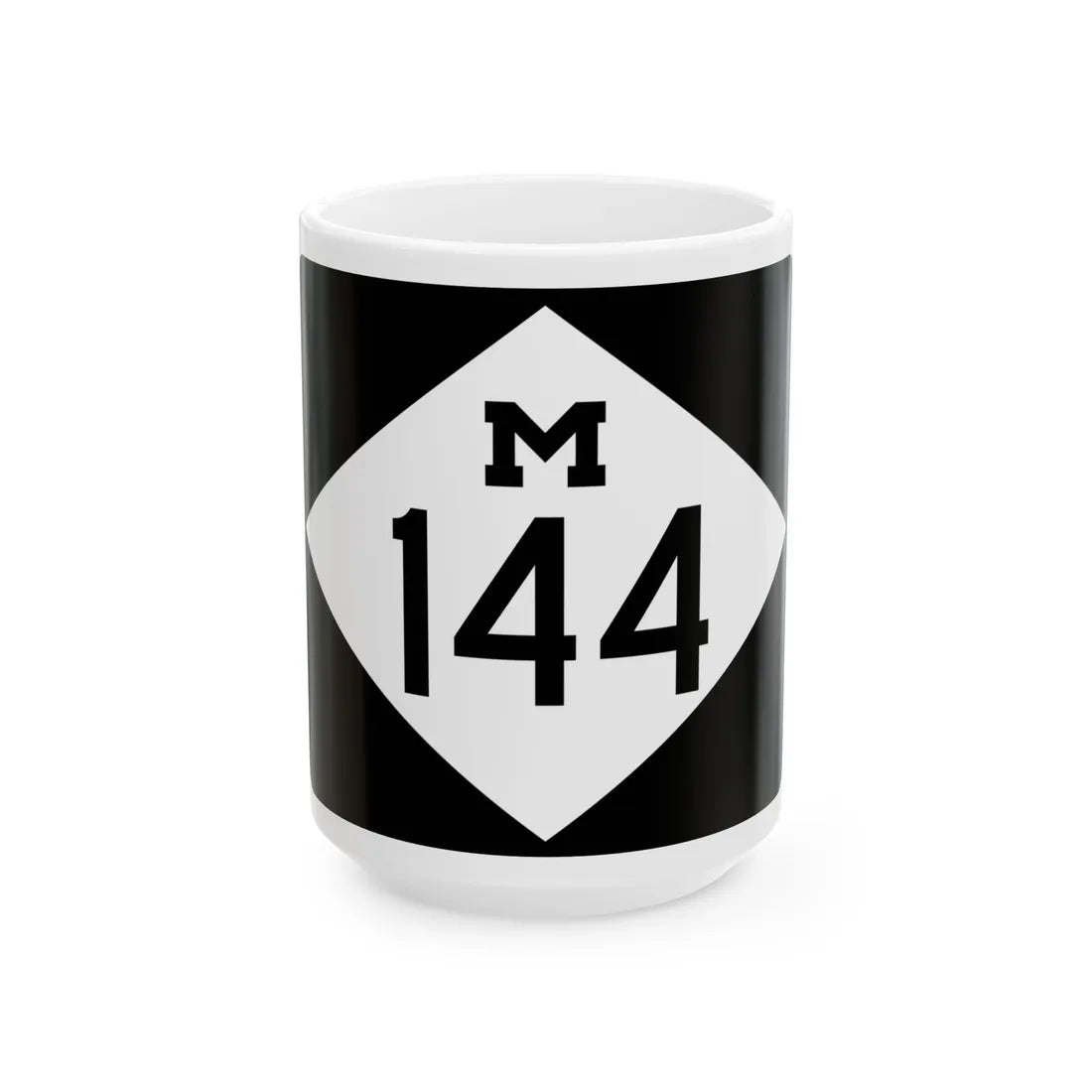 M-144 rectangle (Michigan) (Road Sign) White Coffee Mug 15oz - Go Mug Yourself
