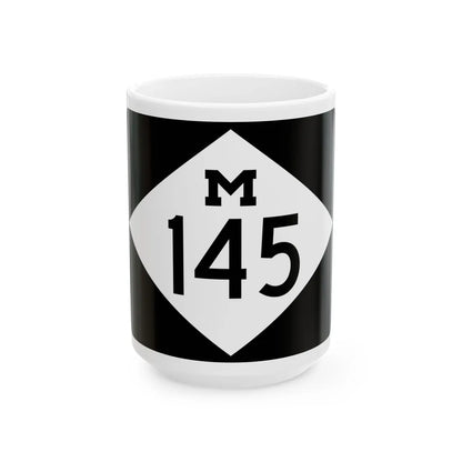 M-145 rectangle (Michigan) (Road Sign) White Coffee Mug 15oz - Go Mug Yourself