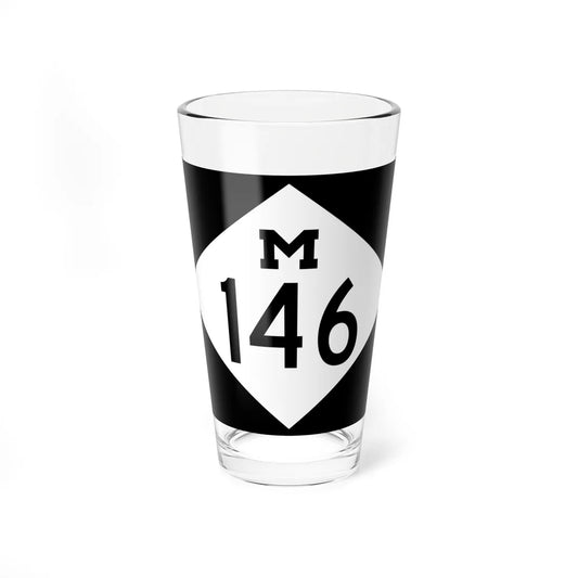 M-146 rectangle (Michigan) (Road Sign) Pint Glass 16oz 16oz - Go Mug Yourself