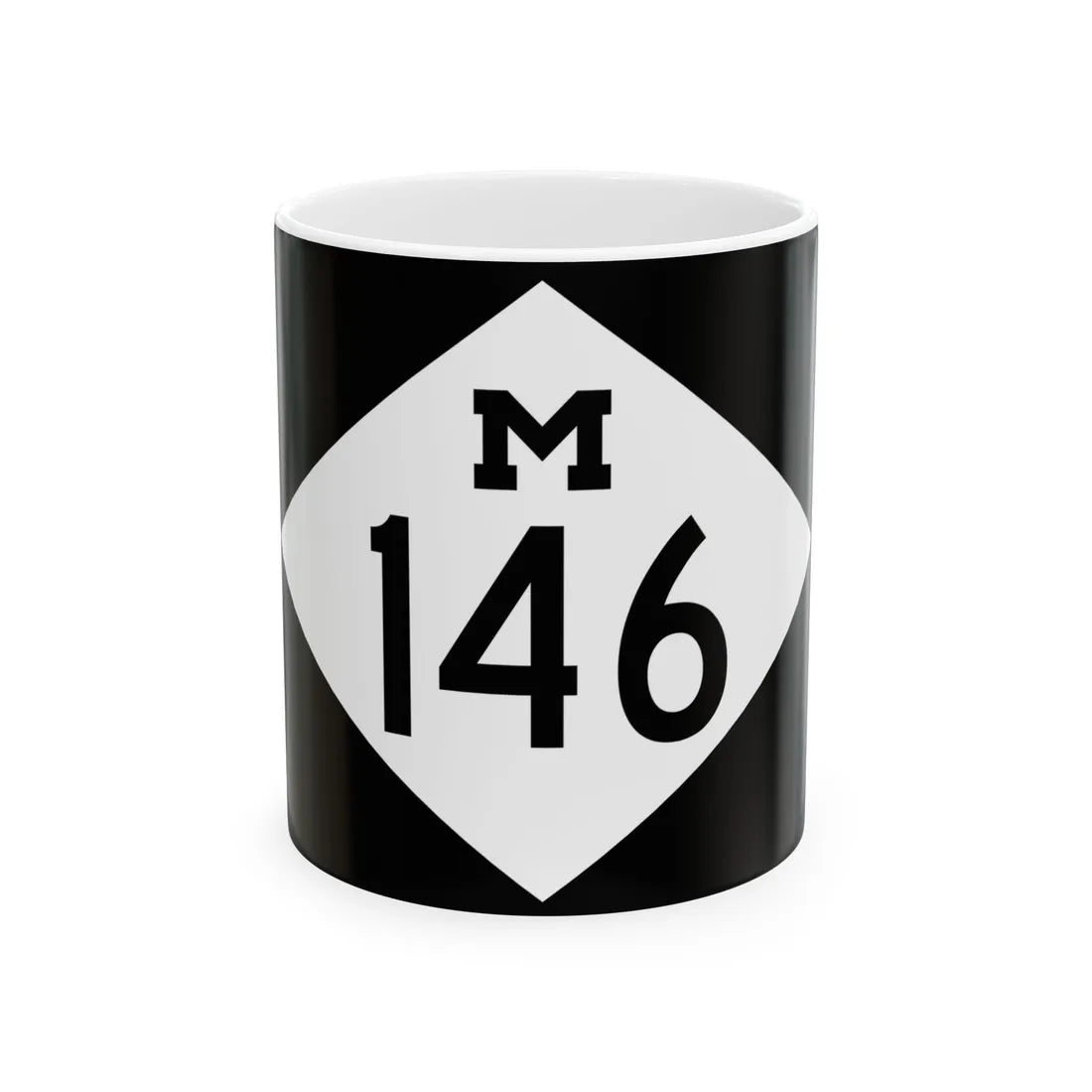 M-146 rectangle (Michigan) (Road Sign) White Coffee Mug 11oz - Go Mug Yourself