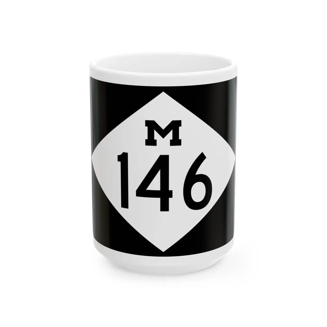 M-146 rectangle (Michigan) (Road Sign) White Coffee Mug 15oz - Go Mug Yourself