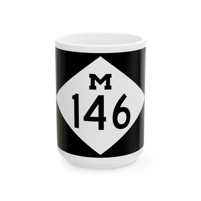 M-146 rectangle (Michigan) (Road Sign) White Coffee Mug 15oz - Go Mug Yourself