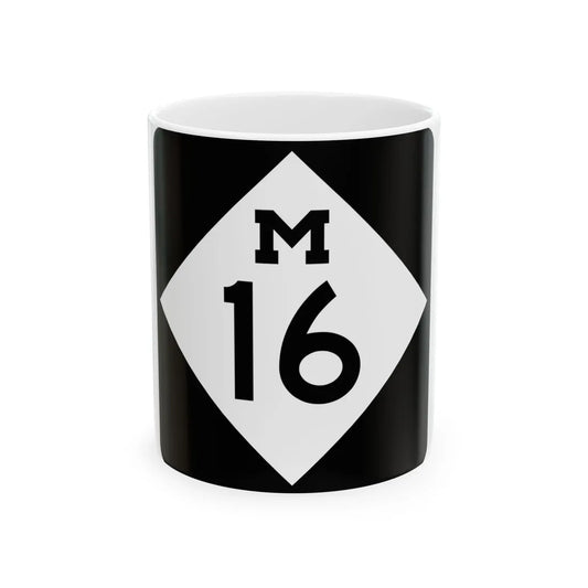 M-16 (Michigan) (Road Sign) White Coffee Mug 11oz - Go Mug Yourself