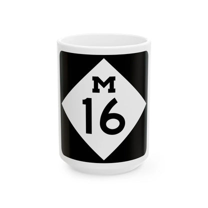 M-16 (Michigan) (Road Sign) White Coffee Mug 15oz - Go Mug Yourself