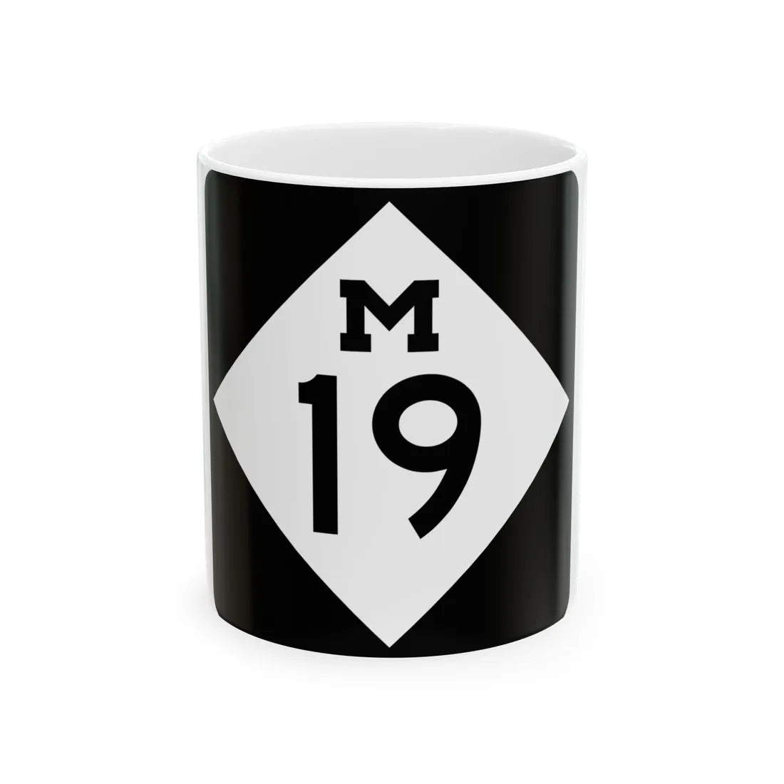 M-19 (Michigan) (Road Sign) White Coffee Mug 11oz - Go Mug Yourself
