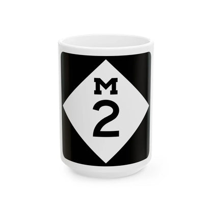 M-2 (Michigan) (Road Sign) White Coffee Mug 15oz - Go Mug Yourself