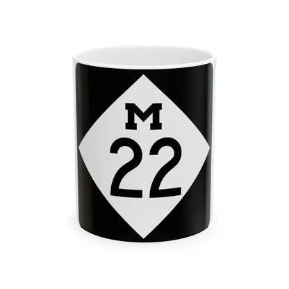 M-22 (Michigan) (Road Sign) White Coffee Mug 11oz - Go Mug Yourself