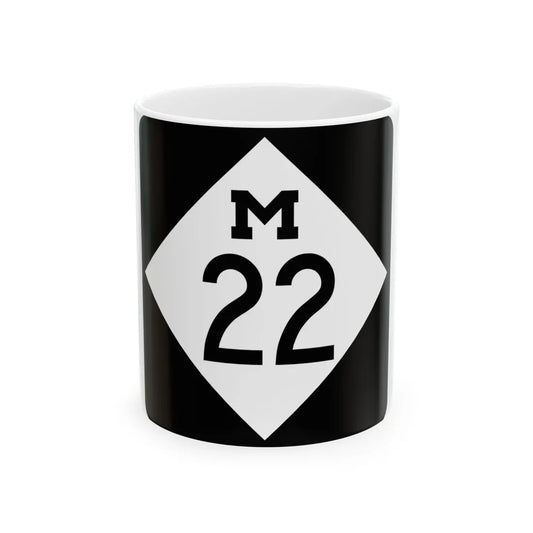 M-22 (Michigan) (Road Sign) White Coffee Mug 11oz - Go Mug Yourself