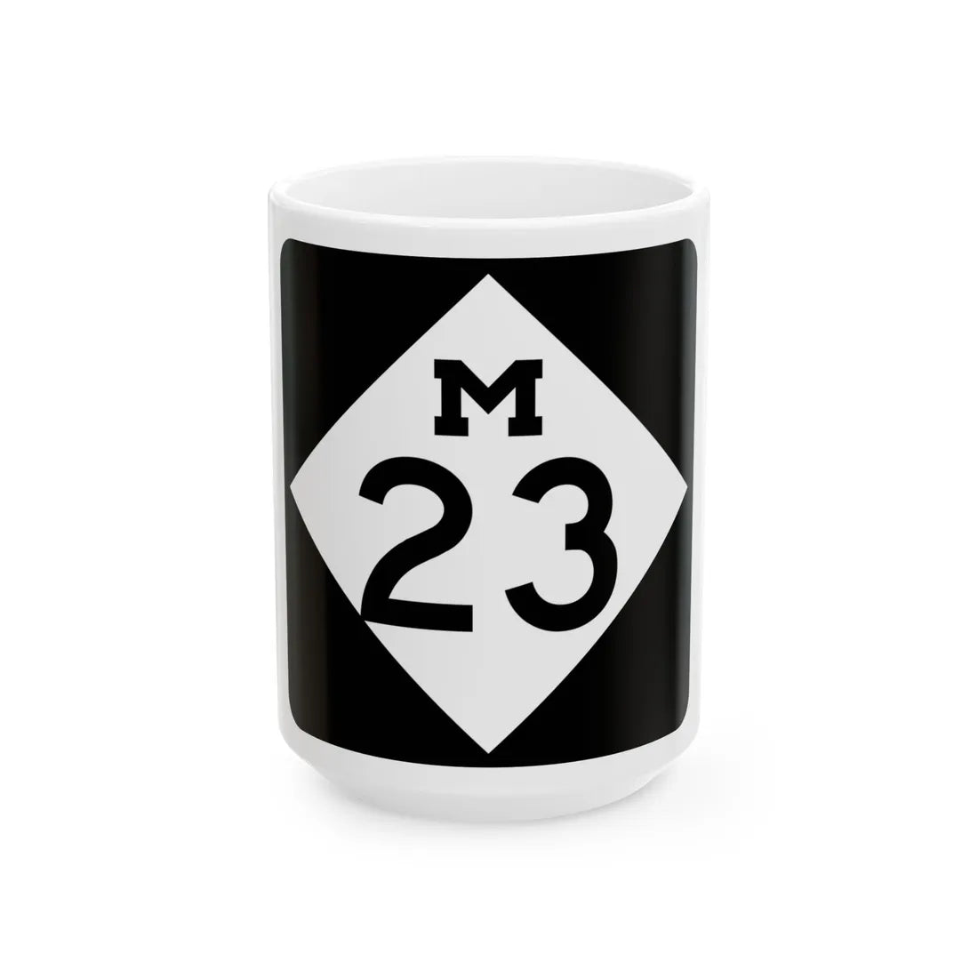 M-23 (Michigan) (Road Sign) White Coffee Mug 15oz - Go Mug Yourself