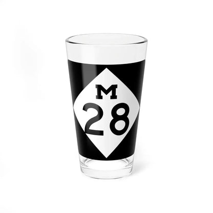 M-28 (Michigan) (Road Sign) Pint Glass 16oz 16oz - Go Mug Yourself