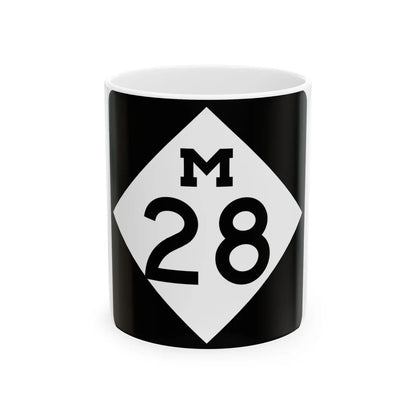 M-28 (Michigan) (Road Sign) White Coffee Mug 11oz - Go Mug Yourself