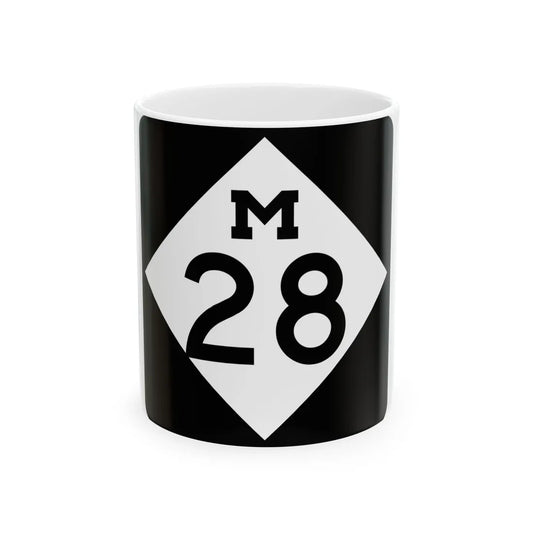 M-28 (Michigan) (Road Sign) White Coffee Mug 11oz - Go Mug Yourself