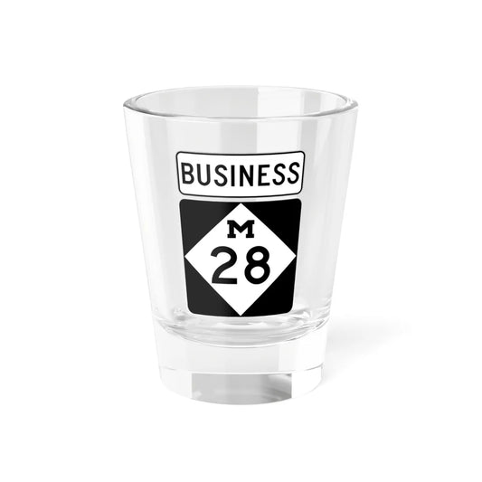 M-28Bus (Michigan) (Road Sign) Shot Glass 1.5oz 1.5oz - Go Mug Yourself