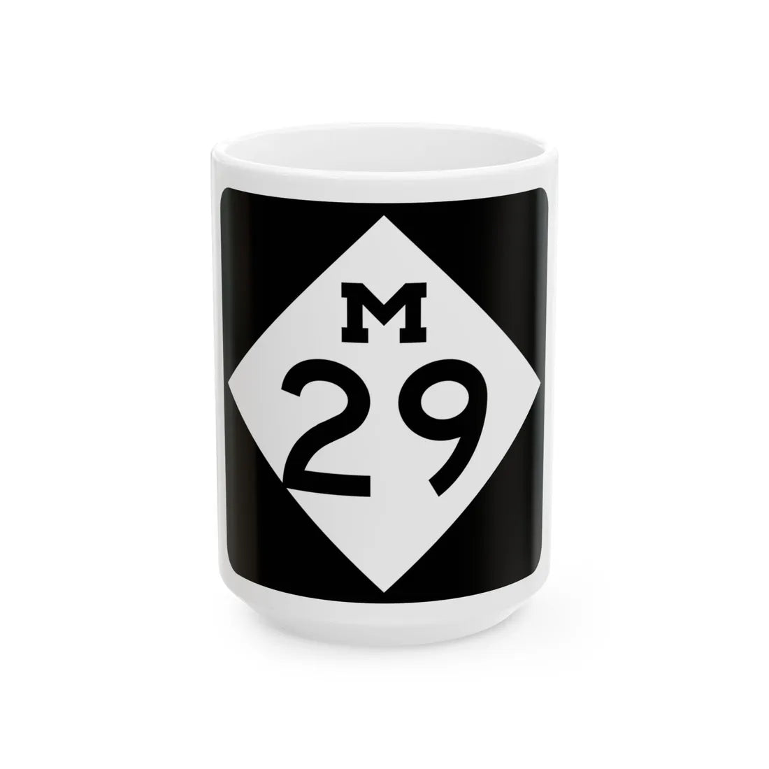 M-29 (Michigan) (Road Sign) White Coffee Mug 15oz - Go Mug Yourself