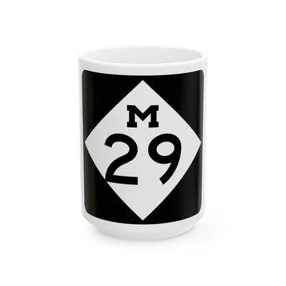 M-29 (Michigan) (Road Sign) White Coffee Mug 15oz - Go Mug Yourself