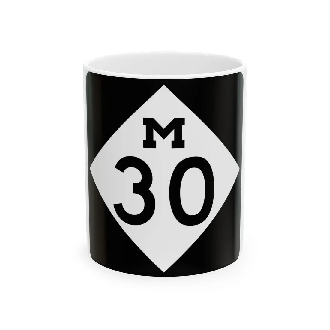 M-30 (Michigan) (Road Sign) White Coffee Mug 11oz - Go Mug Yourself