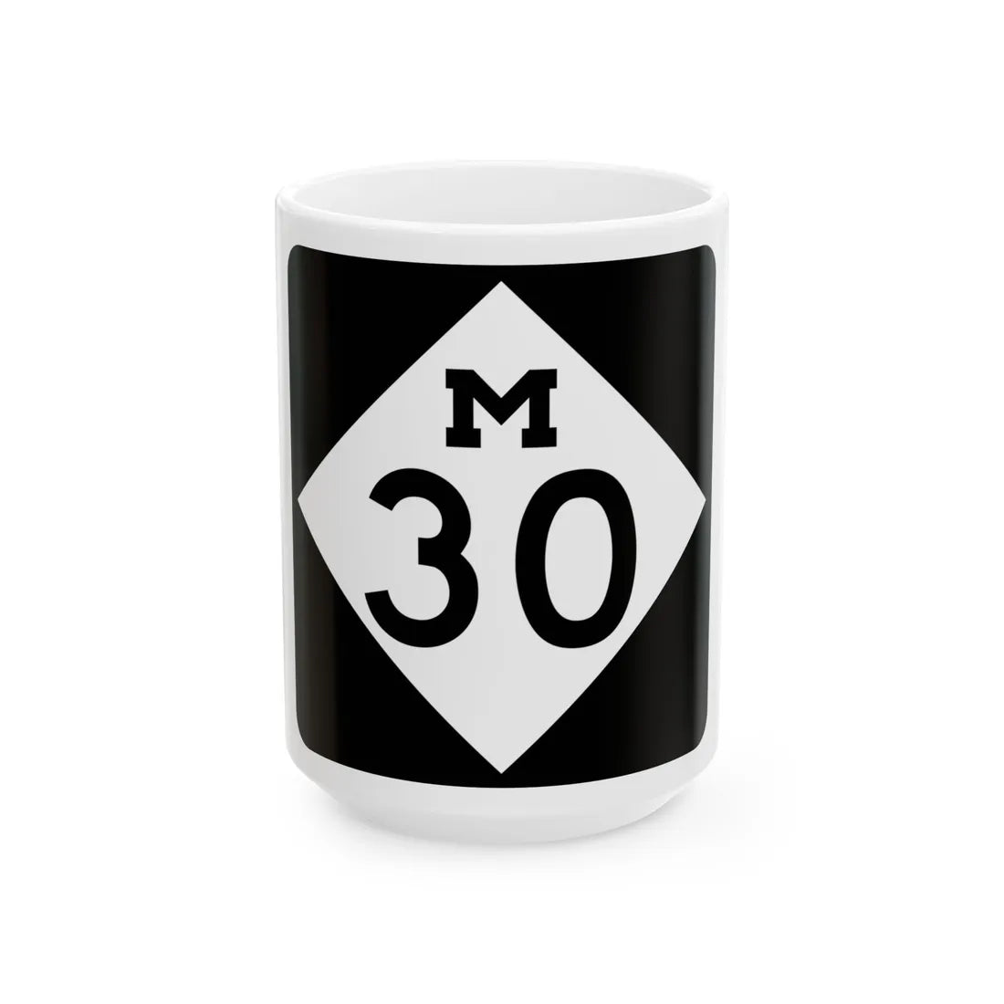 M-30 (Michigan) (Road Sign) White Coffee Mug 15oz - Go Mug Yourself