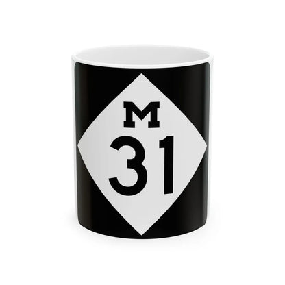M-31 (Michigan) (Road Sign) White Coffee Mug 11oz - Go Mug Yourself