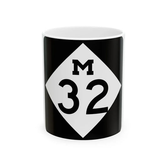 M-32 (Michigan) (Road Sign) White Coffee Mug 11oz - Go Mug Yourself