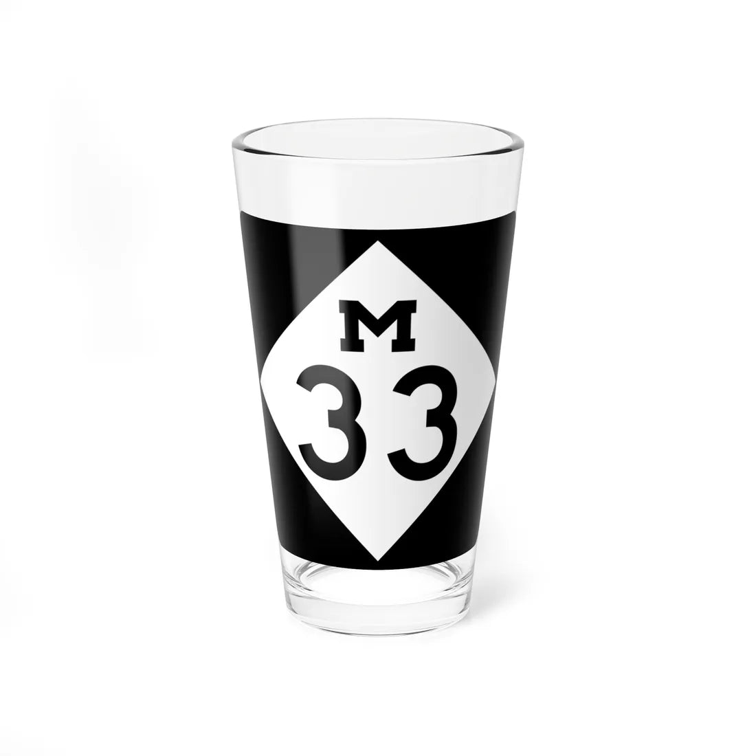 M-33 (Michigan) (Road Sign) Pint Glss 16oz 16oz - Go Mug Yourself