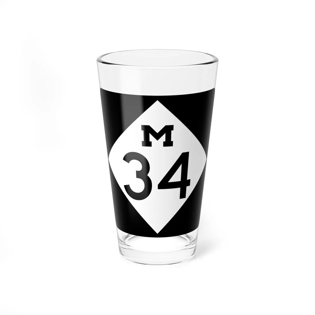 M-34 (Michigan) (Road Sign) Pint Glss 16oz 16oz - Go Mug Yourself