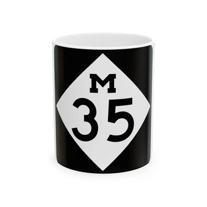 M-35 (Michigan) (Road Sign) White Coffee Mug 11oz - Go Mug Yourself