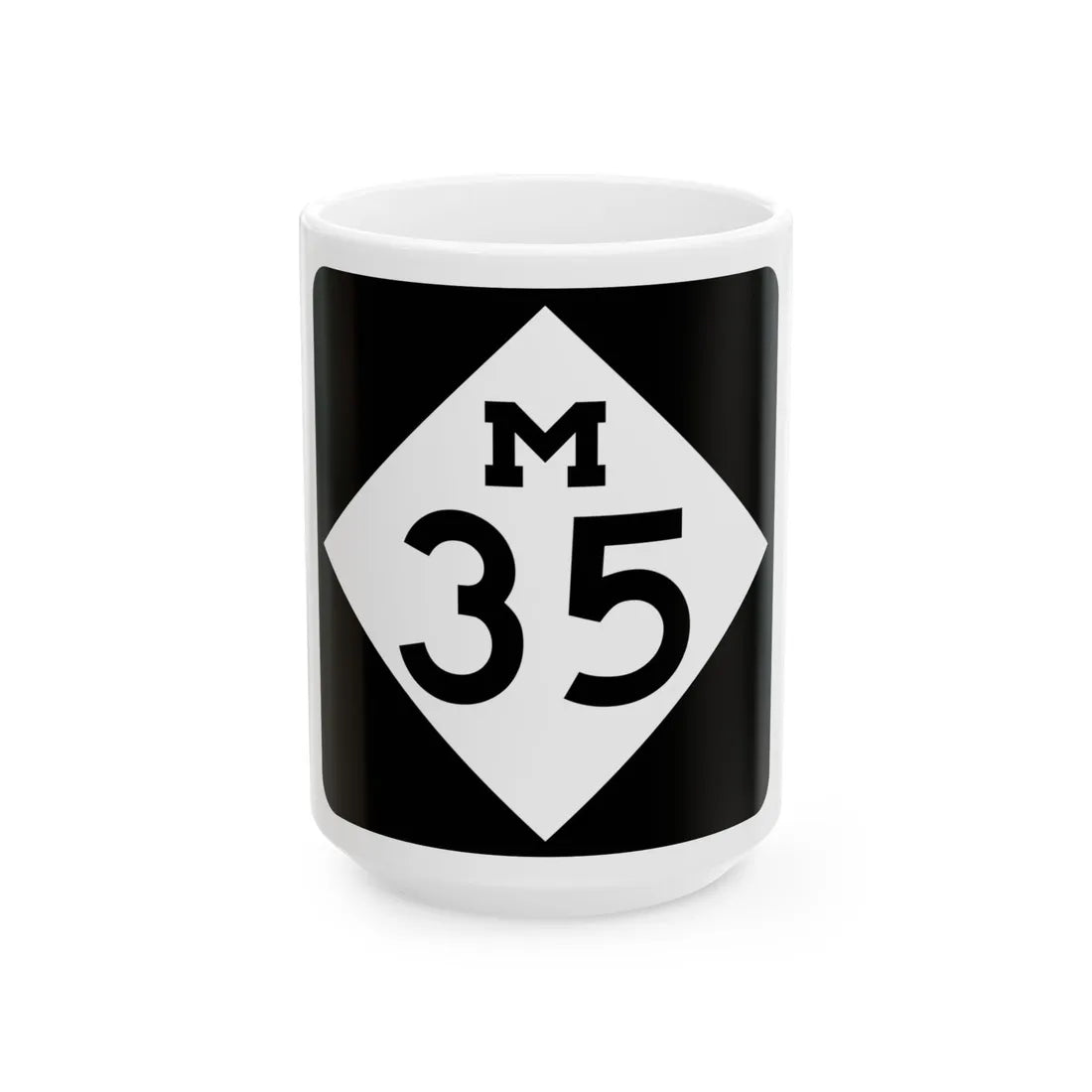 M-35 (Michigan) (Road Sign) White Coffee Mug 15oz - Go Mug Yourself