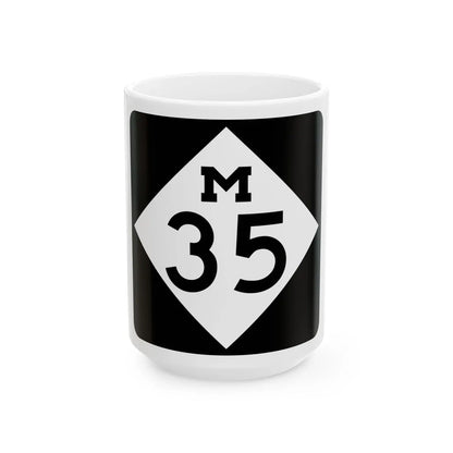 M-35 (Michigan) (Road Sign) White Coffee Mug 15oz - Go Mug Yourself