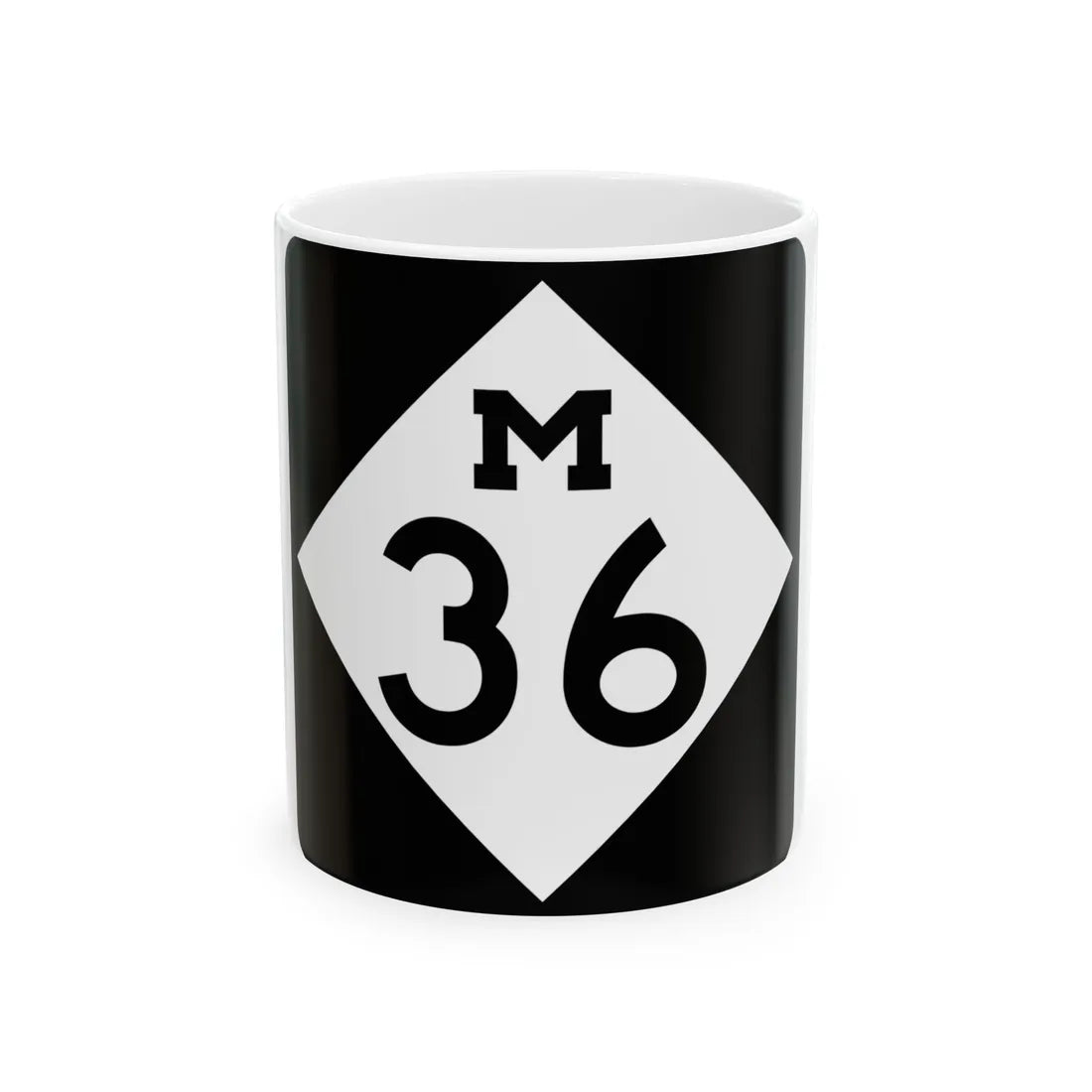 M-36 (Michigan) (Road Sign) White Coffee Mug 11oz - Go Mug Yourself