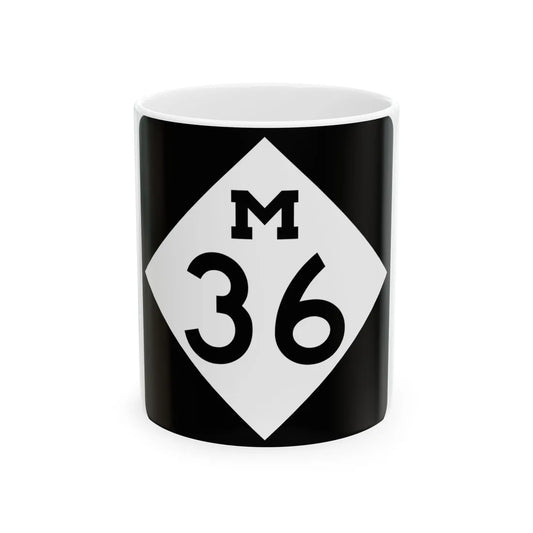 M-36 (Michigan) (Road Sign) White Coffee Mug 11oz - Go Mug Yourself