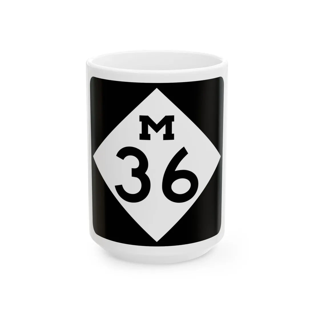 M-36 (Michigan) (Road Sign) White Coffee Mug 15oz - Go Mug Yourself
