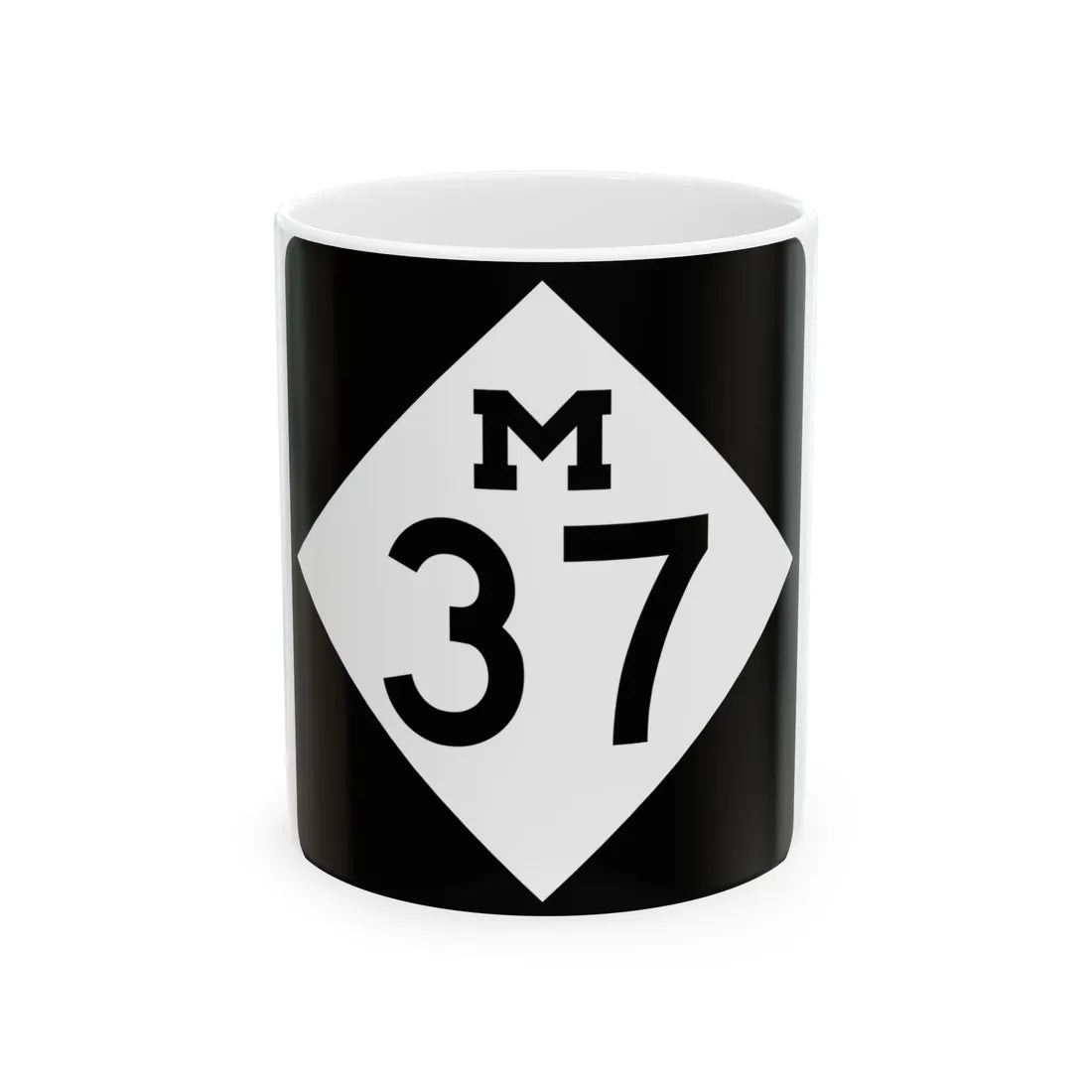M-37 (Michigan) (Road Sign) White Coffee Mug 11oz - Go Mug Yourself