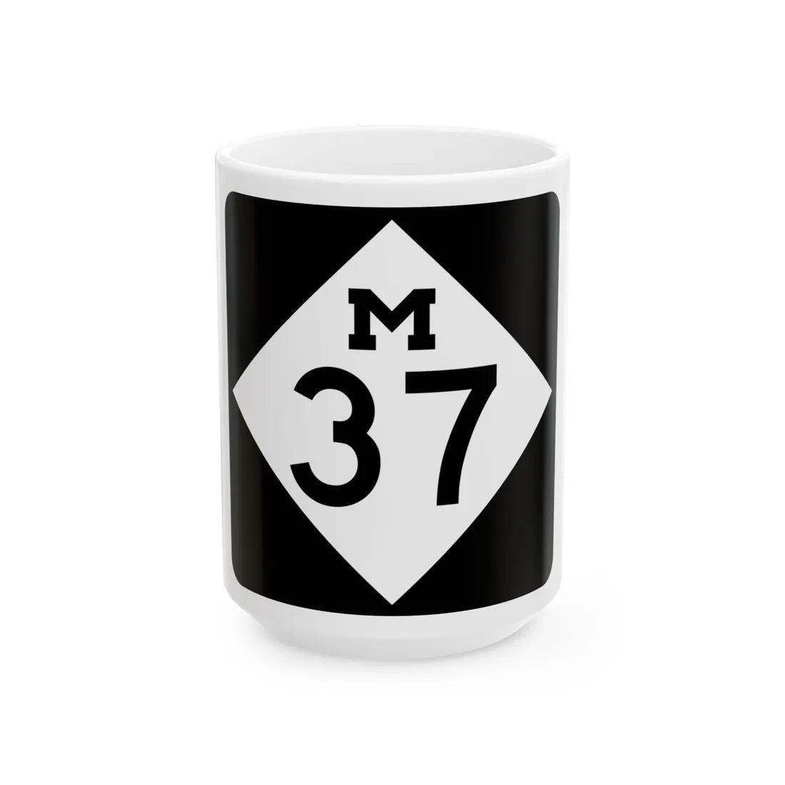 M-37 (Michigan) (Road Sign) White Coffee Mug 15oz - Go Mug Yourself