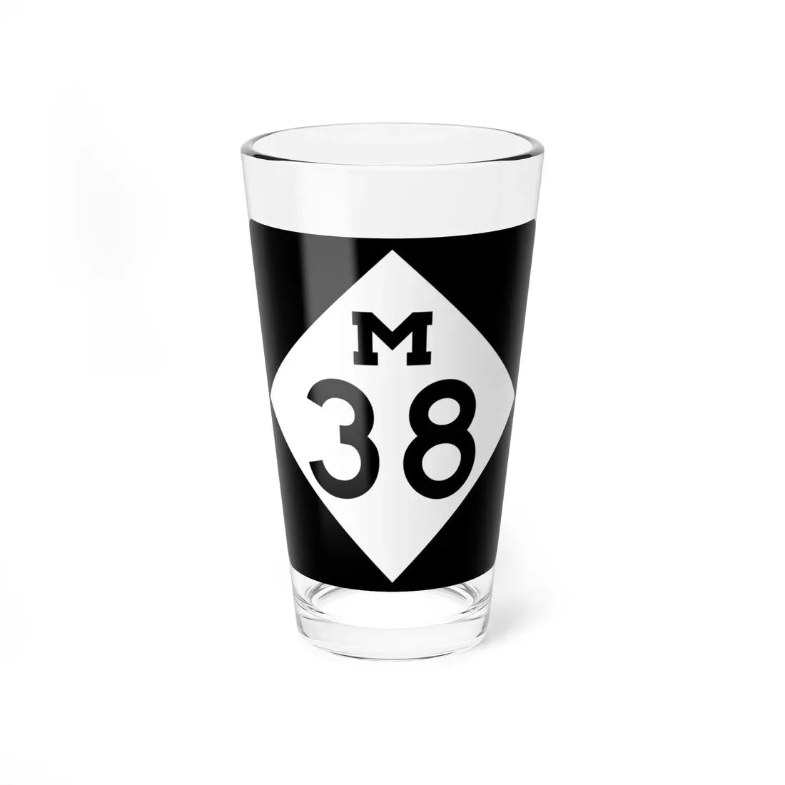 M-38 (Michigan) (Road Sign) Pint Glass 16oz 16oz - Go Mug Yourself
