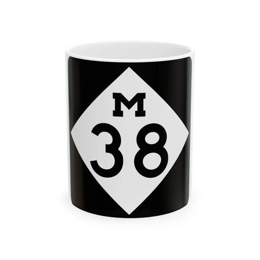 M-38 (Michigan) (Road Sign) White Coffee Mug 11oz - Go Mug Yourself