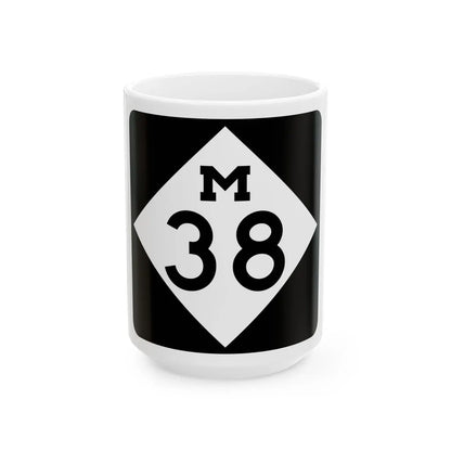 M-38 (Michigan) (Road Sign) White Coffee Mug 15oz - Go Mug Yourself