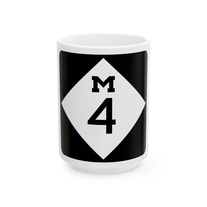 M-4 (Michigan) (Road Sign) White Coffee Mug 15oz - Go Mug Yourself