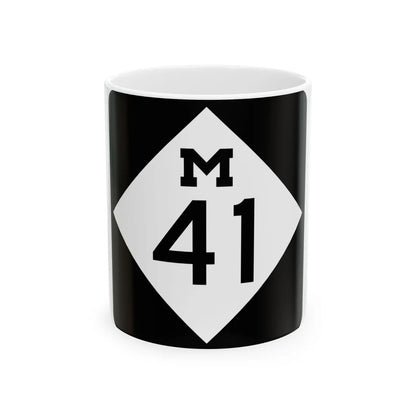 M-41 (Michigan) (Road Sign) White Coffee Mug 11oz - Go Mug Yourself