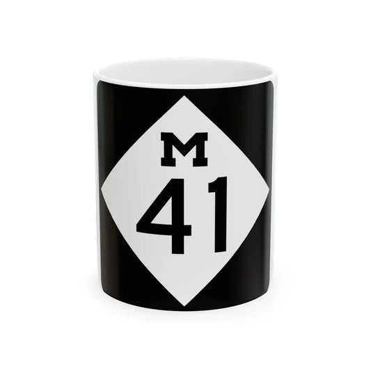 M-41 (Michigan) (Road Sign) White Coffee Mug 11oz - Go Mug Yourself